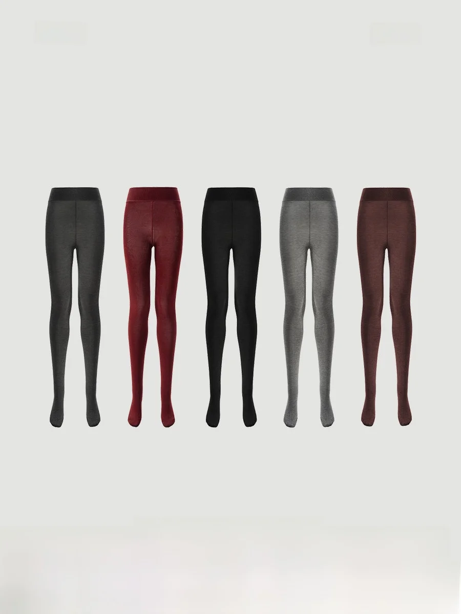 High Density Woolen Pantyhose Flat Weave with Heel Non Slip Leggings Thin Base Layer Pants for Women Autumn Warmth Function