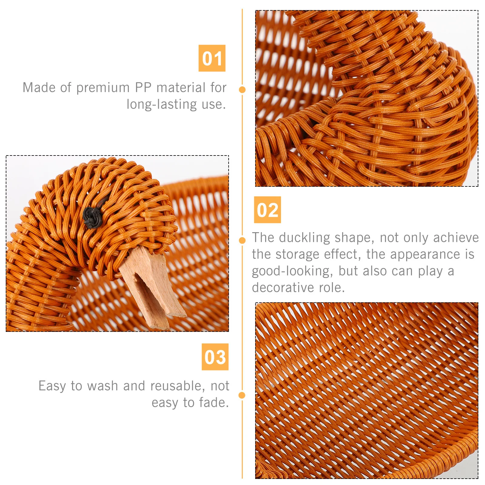 

Woven Duck Shape Fruit Storage Decorative Kitchen Pantry Holder Snack Container Food Organizer Basket Home Woven Basket