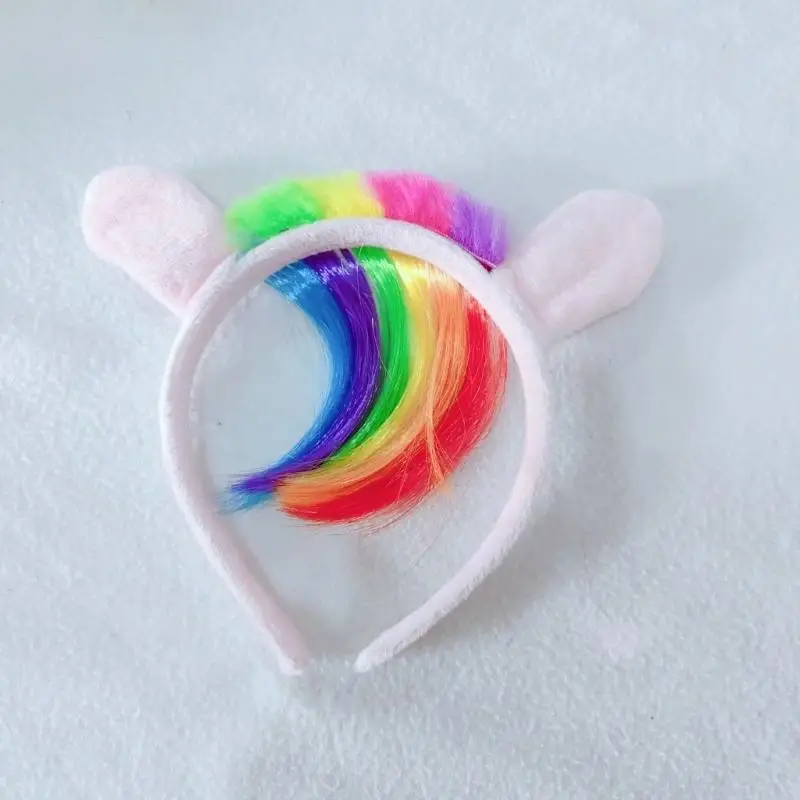 652F Horse Role Play Outfit Accessory with Horse Ear Headband Plush Tail Halloween Animal Horse Costume for Women Kid Cosplay