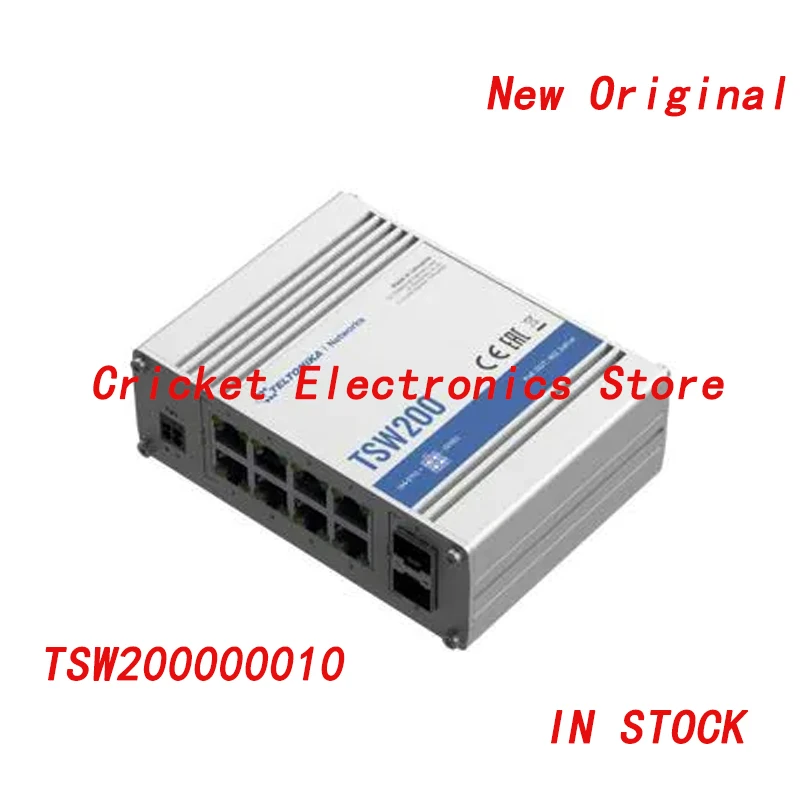 TSW200000010 PoE Industrial unmanaged switch. 8 x Ethernet PoE+ ports, 2 x SFP ports. *no power supply unit added.