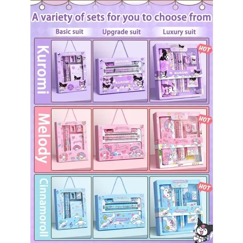 Kawaii Kuromi Stationery Gift Set for Kids Cartoon Pencil Eraser Combo Back-to-School Essentials Birthday Toy Presents view 2