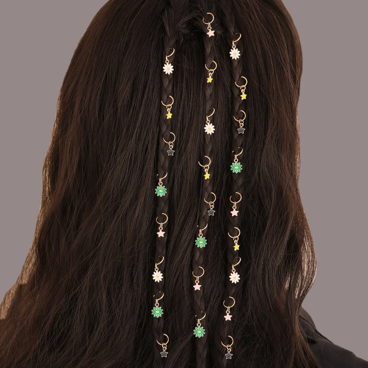 25Pcs Daisy Star Wig Dreadlock Hair Accessories Hair Rings DIY Hair Ornaments