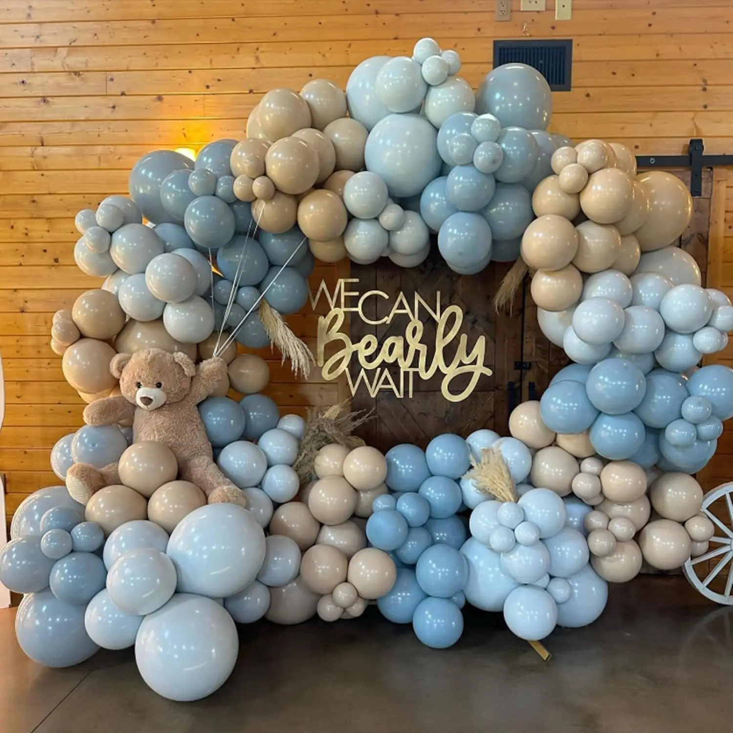 110Pcs Dusty Blue Sand White Balloons Garland Arch Kit for Baby Shower Gender Reveal Boy Birthday Bear Theme Party Decorations - view 3