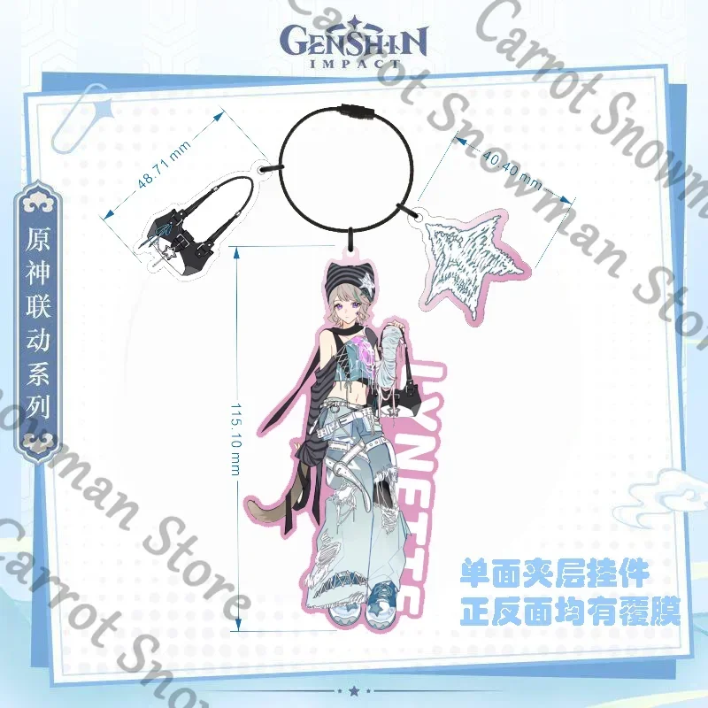 Anime Genshin Impact Kamisato Ayaka Lynette 아크릴 열쇠 고리 가방 펜던트 코스프레 열쇠 고리 만화 선물 장식 위젯