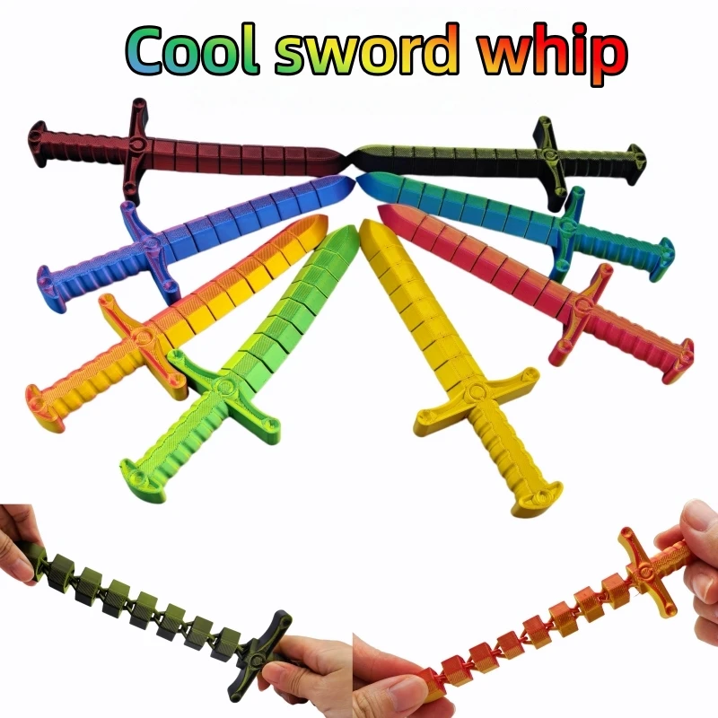 4-piece set of cool gradient sword and whip, opens in one second, extends and retracts freely, suitable for personal use or as a