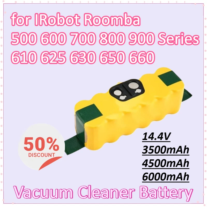 

New 14.4V 3.5Ah/4.5Ah/6.0Ah Rechargeable Vacuum Cleaner Battery for IRobot Roomba 500 600 700 800 900 Series 610 625 630 650 660