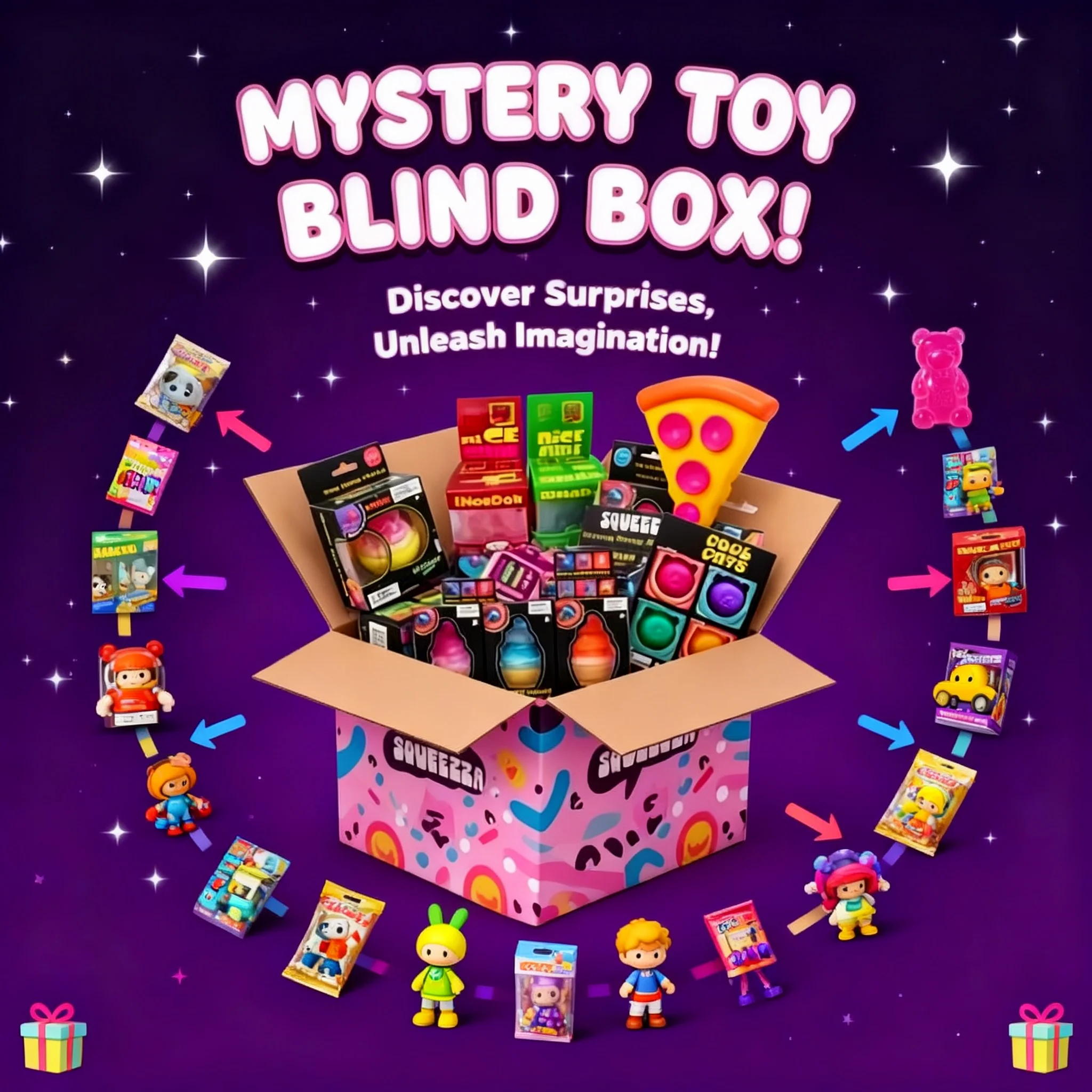 2026 Novelty Surprise Blind Box Squishy Cube Stress Relief Squeeze Toy Sensory Anti Anxiety Gift for Kids Adults ADHD
