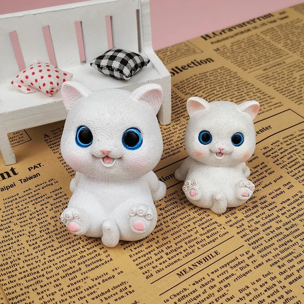 Cute Cat 3D Silicone Candle Mold Handmade Animal Simulation DIY Cartoon Cat Aromatherapy Plaster Decoration Mould Candle Making