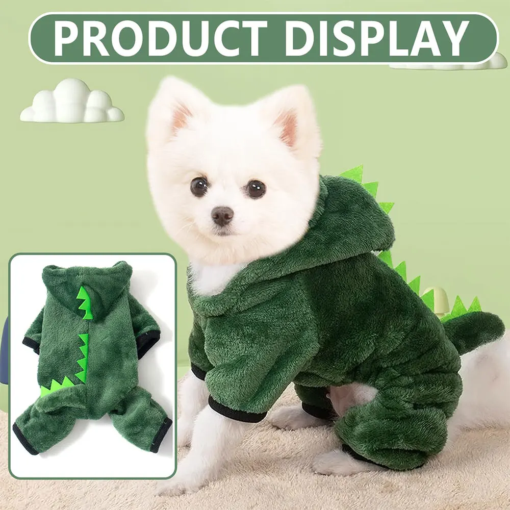 Dinosaur Clothing Cotton Pet Pullover, Animal Theme Puppy and Kitten Clothing, Suitable for Small Cats and Dogs