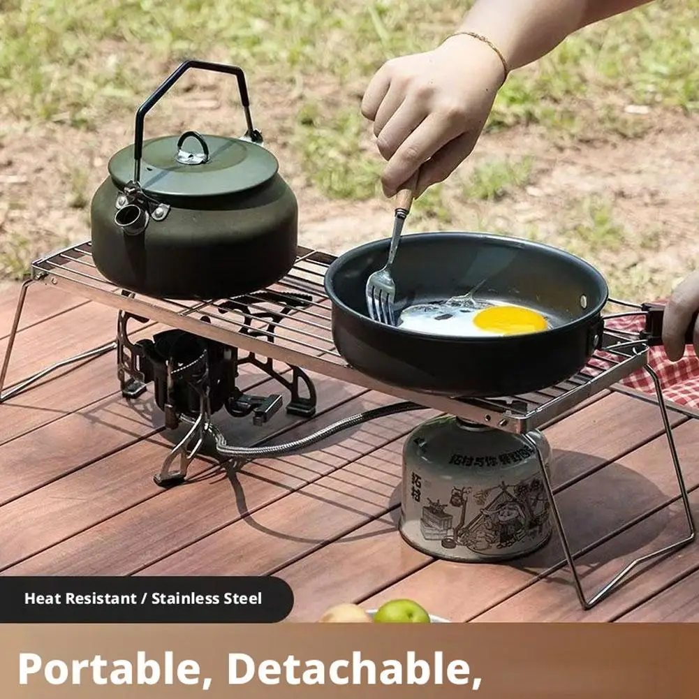Outdoor Stove Stand Barbecue Grill Rack Outdoor Stainless Steel Foldable Mini Grill Rack BBQ Stove Stand For Picnic Cooking