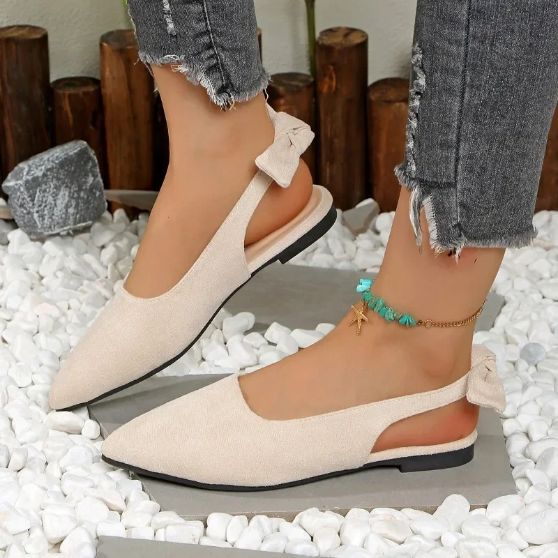 Женские туфли на плоской подошве, темпераментные повседневные сандалии на плоской подошве с острым носком, уличные нескользящие сандалии на плоской подошве для женщин, одинарные туфли с неглубоким горлышком, лоферы