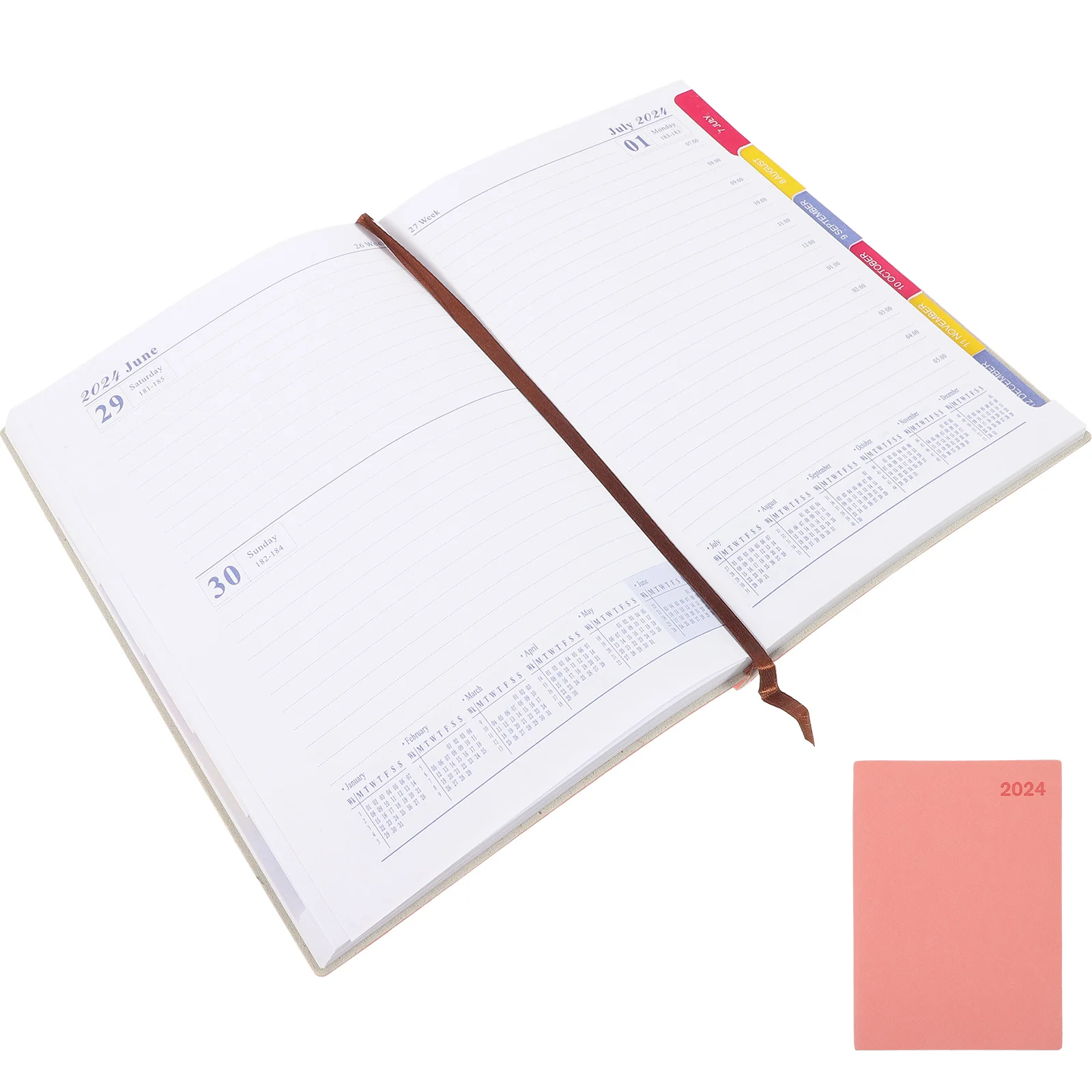 1 PCS 2024 Planner Book Fashion Daily Agenda Notebook Planner Journal Writing Book Spiral Notebook for Students Office Staffs