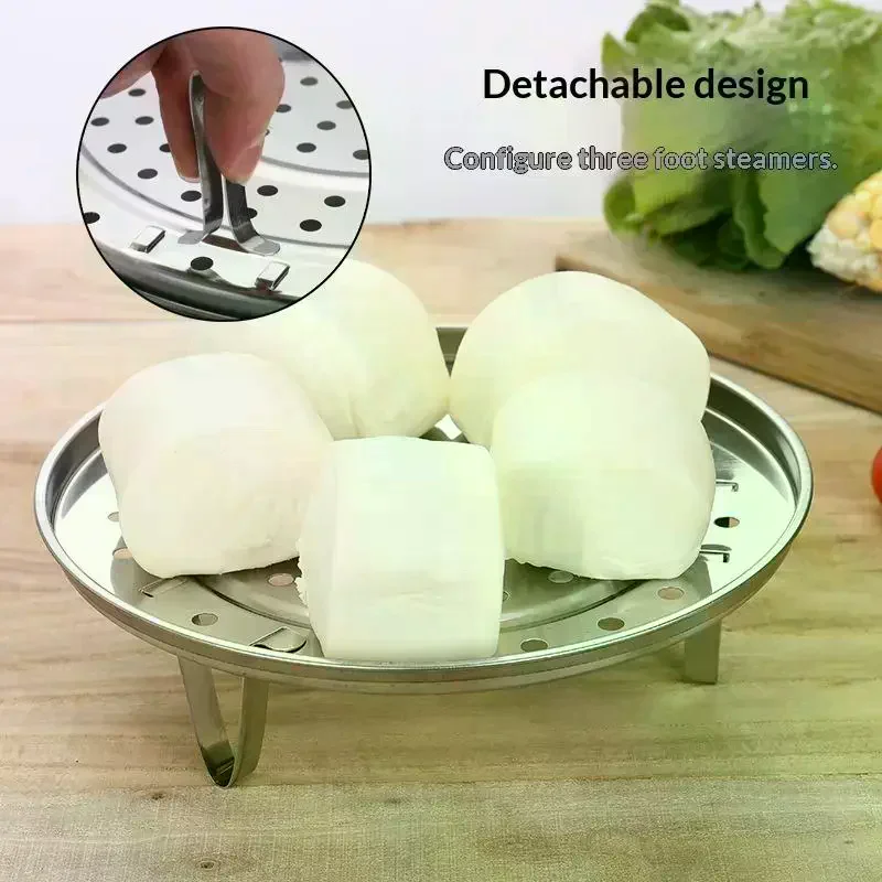 Steel Steamer Rack Rust Proof Detachable Support Legs For Home Kitchen Steaming Dumplings Vegetables Corn Stainless