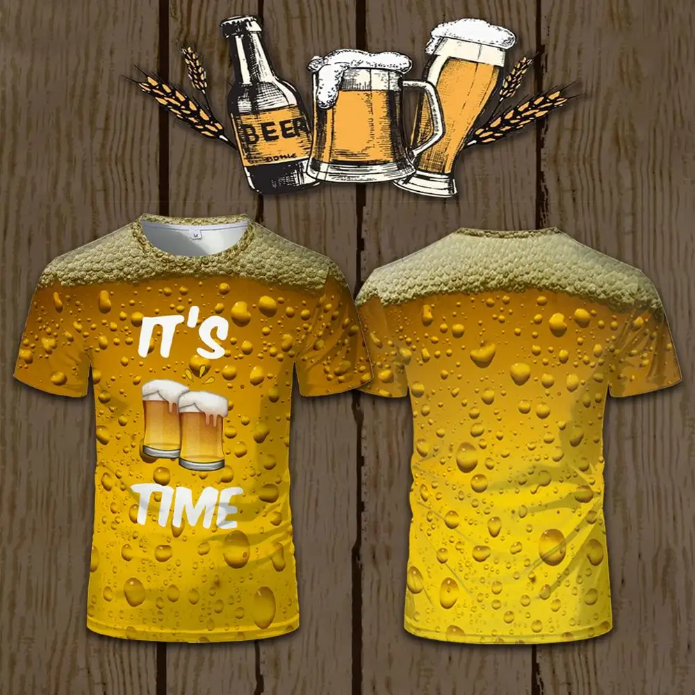 

Summer Funny Beer 3D Printed T-shirt Oktoberfest Party Casual Oversized Short-sleeved Tops Street Harajuku Style Unisex Clothing