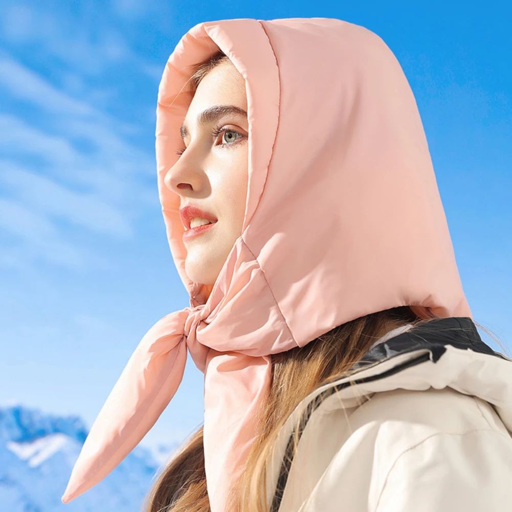 Winter Warm Down Cotton Trapper Hat For Women 2in1 Windproof Adjustable Outdoor Cycling Skating Ear Protection Scarf Bomber Hat