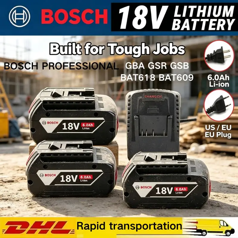 NEW Bosch Professional Lithium Battery 18V 6.0AH Bosch BAT609 BAT609G BAT618 BAT618G Rechargeable Power Tool 6Ah Battery
