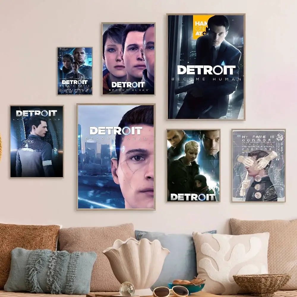 Classic Game D-Detroit B-Become H-Human Self-adhesive Art Poster Whitepaper Prints Posters Artwork Aesthetic Art Wall Painting