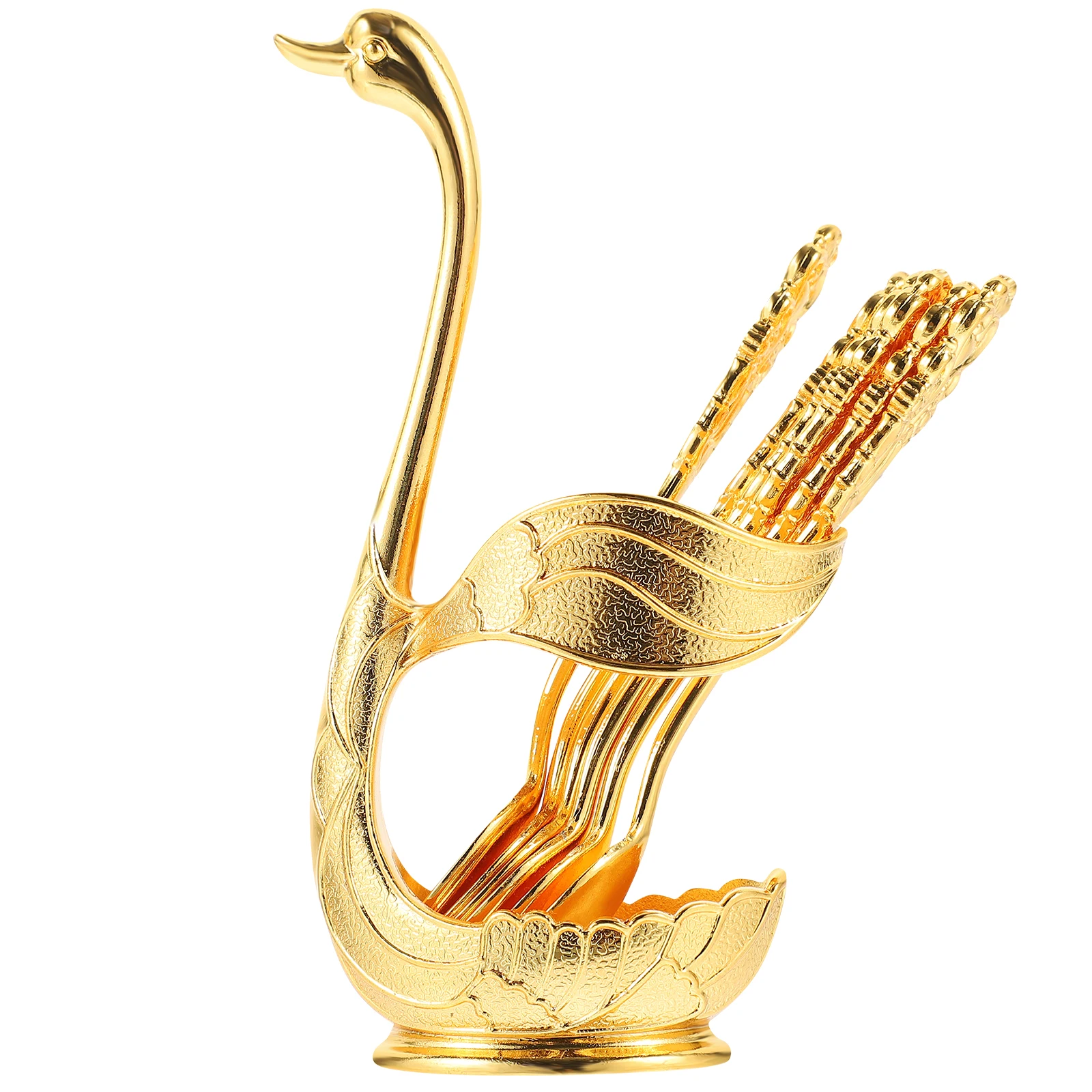 

Metal Swan Spoon Fork Set Dessert Spoons Holder Decorative Alloy Coffee Fruit Tableware