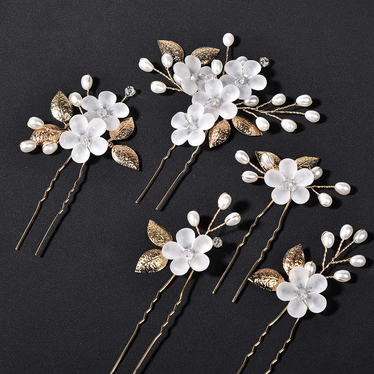 5 Pcs Crystal Pearl Flower Hair Clips Elegant Headwear For Women Precious jewels Bridal Wedding Hair Accessories