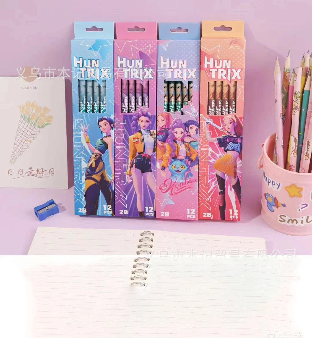 48 stks Kpop Demon Hunter Potloden Houten Gum 12 Potloden per Doos Briefpapier Schoolbenodigdheden Kawaii Cartoon Potloden Kerst Gif