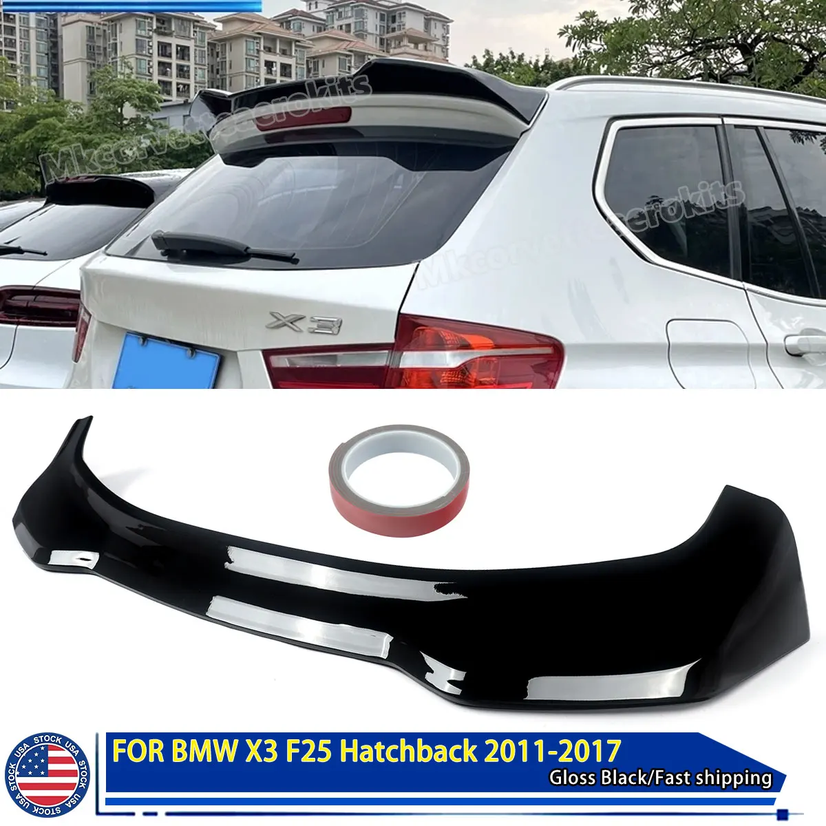 

Глянцевый черный задний спойлер на крышу, совместимый с X3 F25 Hatchback 2011-2017 X3M Look, задние хвостовые крылья, комплект кузова Magickit