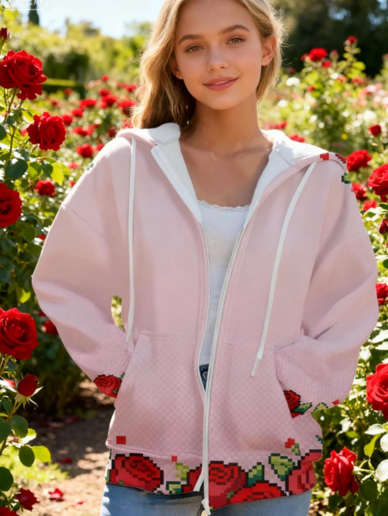 سويت شيرت بغطاء للرأس بطابع يوم المحاربين القدامى ثلاثي الأبعاد مطبوع بالكامل بكسل وردي وعنصر عسكري، معطف وردي تذكاري فريد من نوعه #5