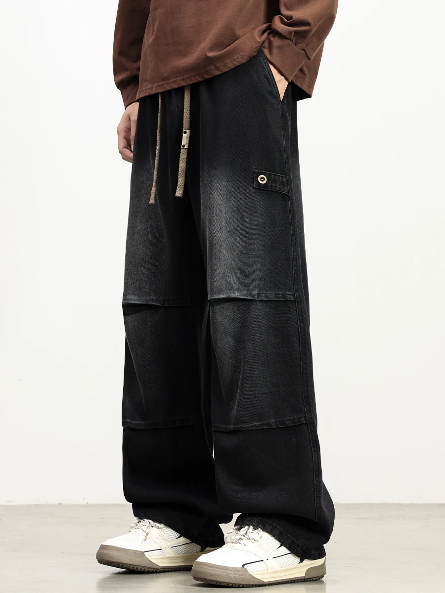 

American Sle Pleated Design Men's Jeans Loose Straight Leg Casual Versatile Pants Spring Summer New Arrival Workwear