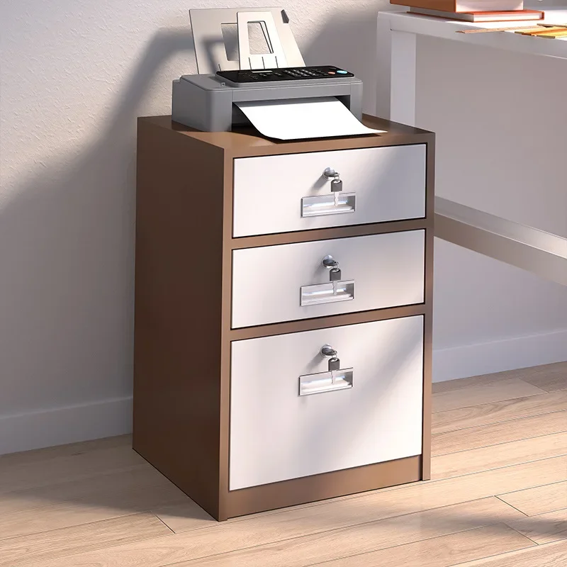 Steel file movable cabinet Office storage Low Mobile tin Drawer with lock Under table movable cabinet Bedside ta