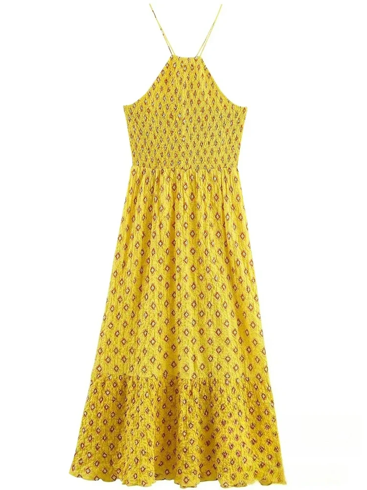 เดรสยาว KONDALA สไตล์เซ็กซี่ชิคสำหรับผู้หญิง ลายพิมพ์ สายเดี่ยว เปิดหลัง ชุดเดรสออกงานแฟชั่นใหม่ 2025 ฤดูใบไม้ร่วง ชุดราตรีหรูหราสำหรับงานปาร์ตี้