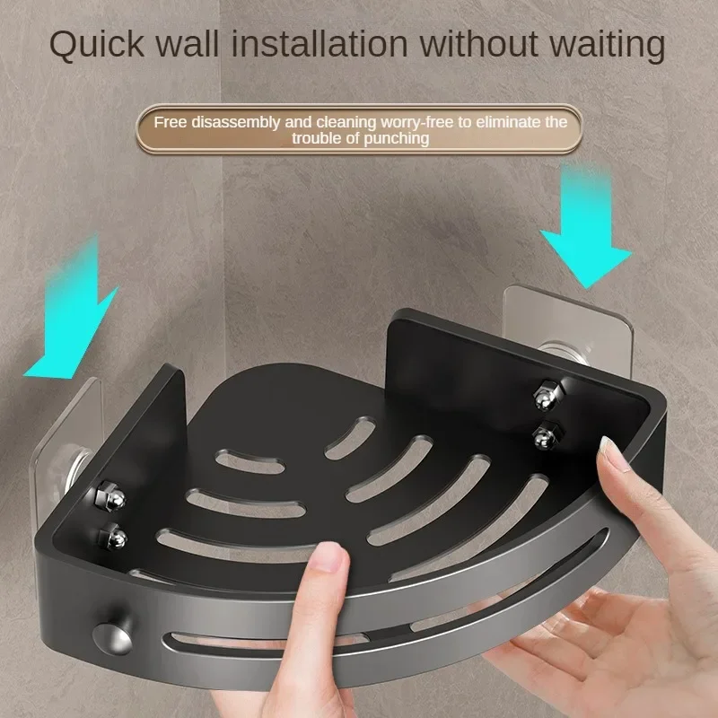 2PCS Bathroom Shelf Plastic Shampoo Rack Shower Rack No Drill Shelf Kitchen Storage Rack Bathroom Accessories