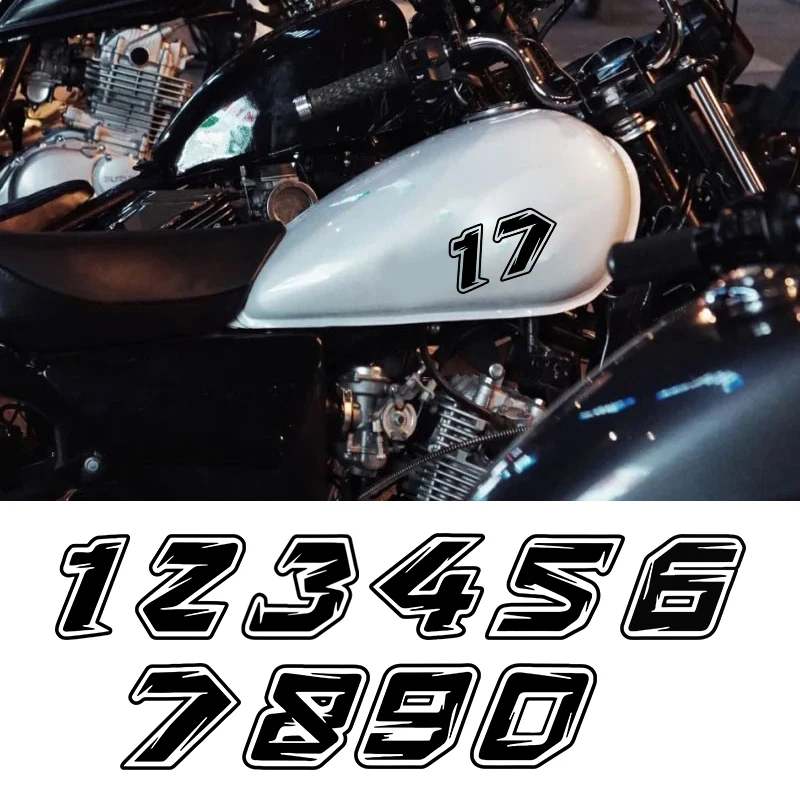 0 1 2 3 4 5 6 7 8 9 Number Motorcycle Stickers Racing Numbers Custom Helmet Racing Vinyl Cool Decals Car Accessories Sticker