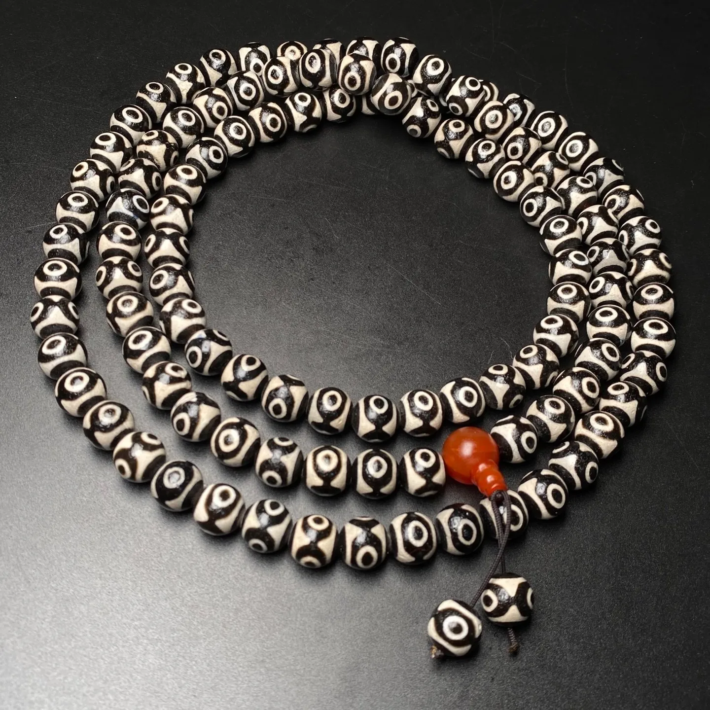 108 Tibetan Buddhism Agate 3 Eyes Dzi Beads Prayer Handstring Necklaces G180
