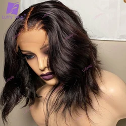 Short Wavy Bob 5x5 Pu Silk Base Scalp Top Closure Wig Brazilian Remy Human Hair Wigs 200 Density For Black Women Luffywig