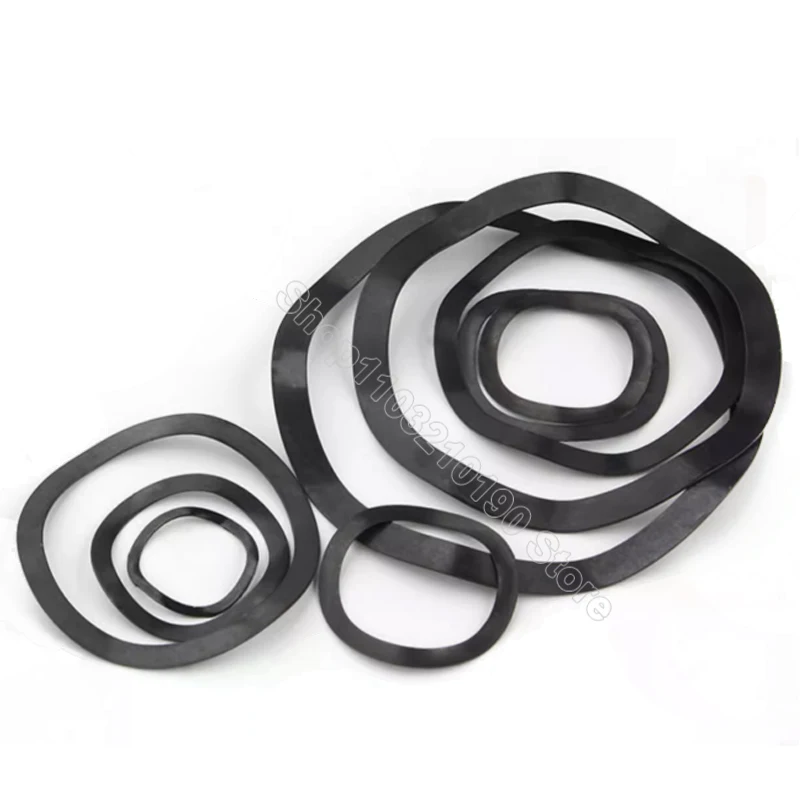 3-100pcs Black M3-M118 Wavy Spring Crinkle Washers 65Mn Manganese Steel Three Wave Crest Gasket Spring Gasket Elastic Washer