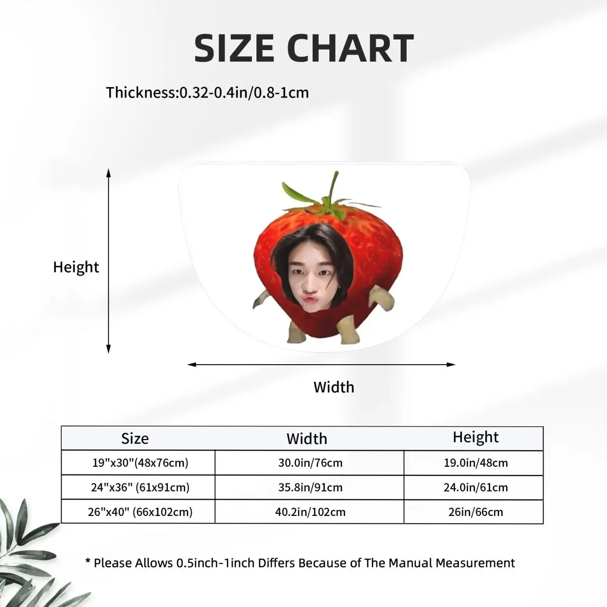 Hyunjin Strawberry Soft Flannel Half Round Doormat Non Slip Bathroom Mat Absorbent Floor Carpet for Laundry Room Bathroom