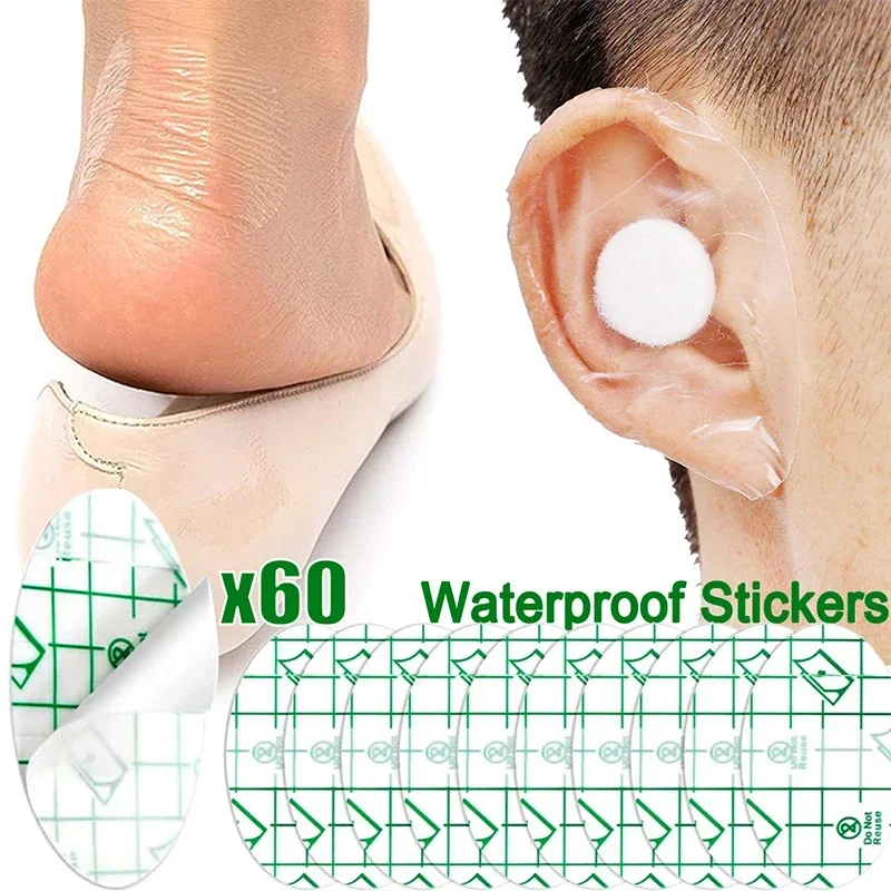 20/60pcs Baby Shower Waterproof Ear Stickers Shield Earmuffs Anti-wear Heel Disposable Bath Swim Cover Protector for Kids Adults