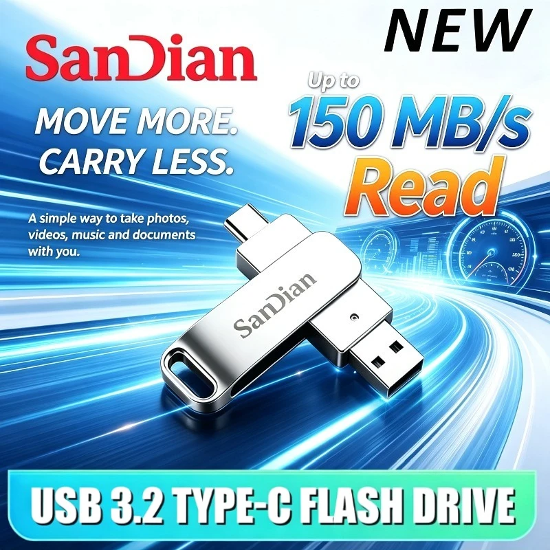 High Speed Memory Stick 128GB 256GB 512GB 1TB New Ultra Dual Drive Luxe USB 3.2 Type-C Flash Drive Metal U Disk