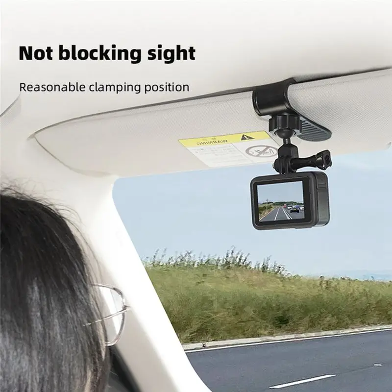 B31B Action Camera Car Sun Visor Mount Bracket for DJI Action 4 X3, 1/4 Inch Adapter Car Clip