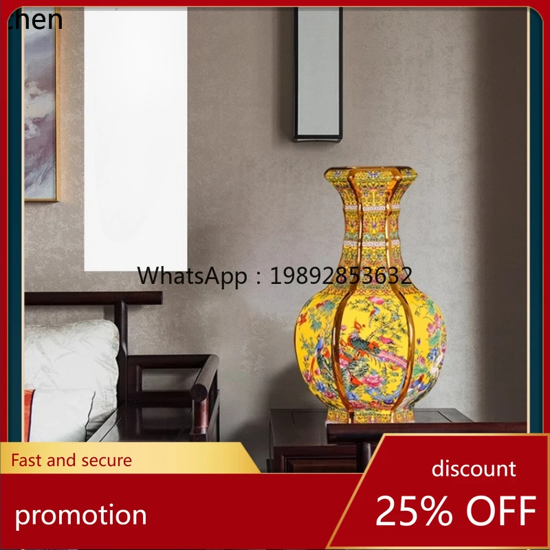 

ZML ceramic vase living room TV cabinet study Bogu frame flower arrangement decoration enamel ornament