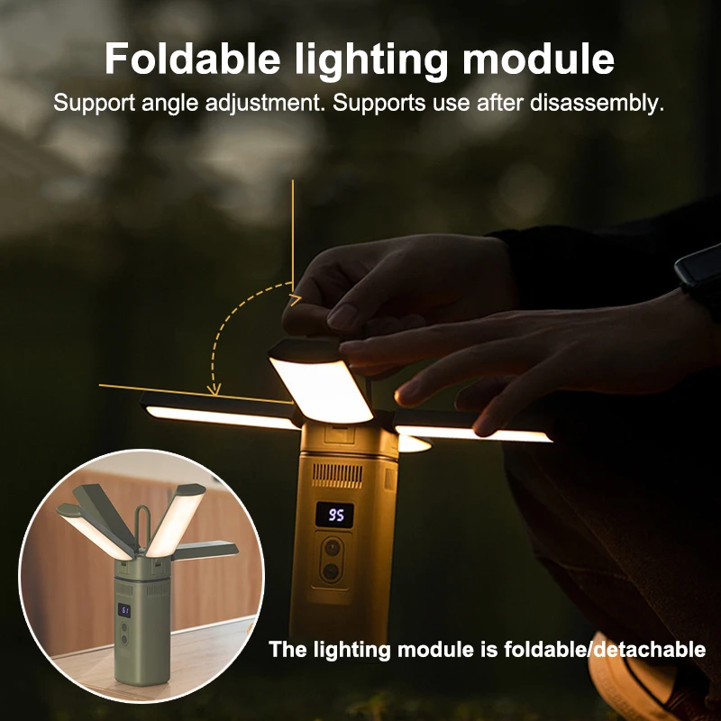 Imagem -05 - Outdoor Camping Hanging Light com Alto-falante Bluetooth Lanterna de Tenda Lâmpada de Mão Iluminação Dobrável Lâmpada de Mão Som de Emergência 22w