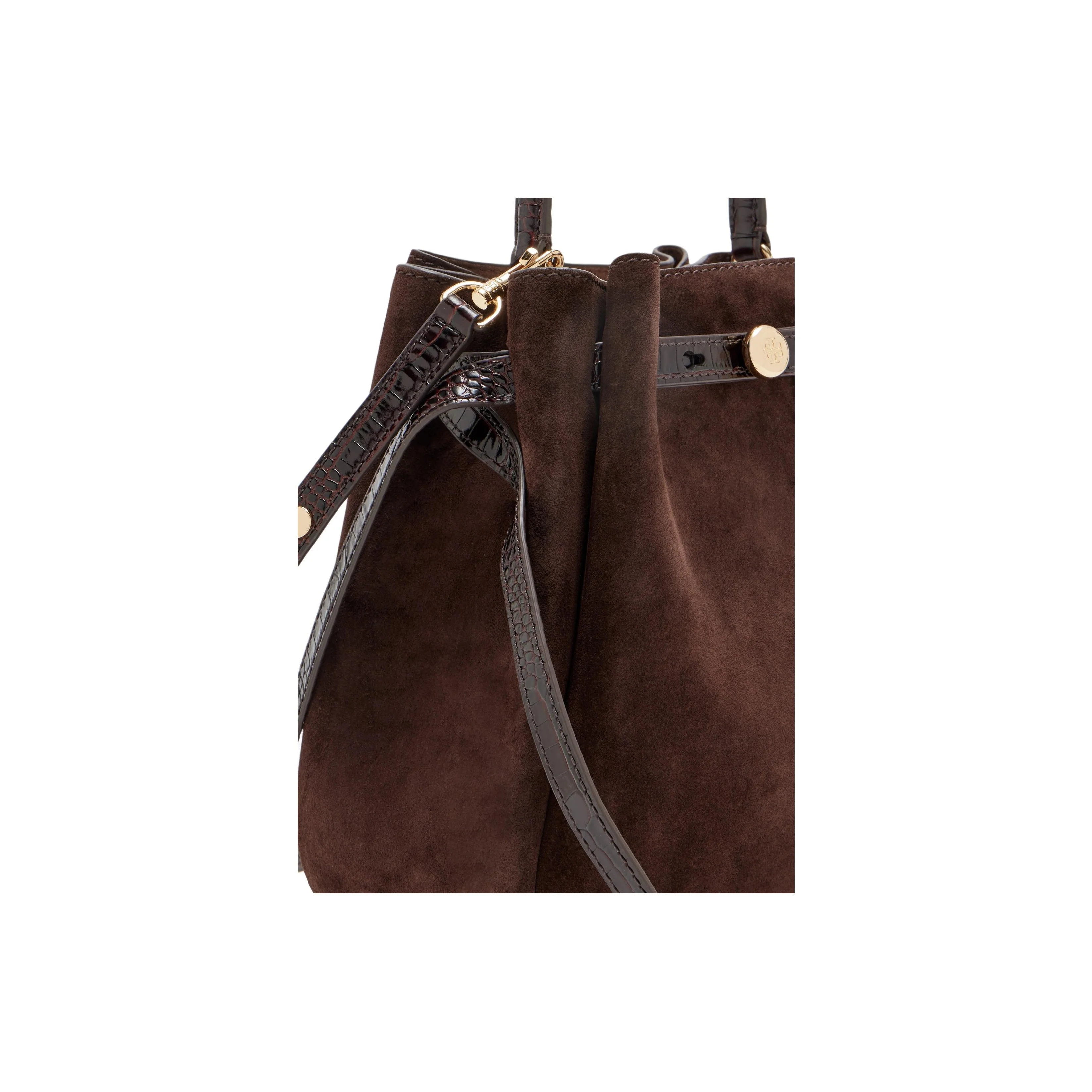 Fotografia 6: Bolsa de Ombro TORY BURCH Romy em Couro de Vaca com Camurça, Cor Dark Cocoa, 169275-200