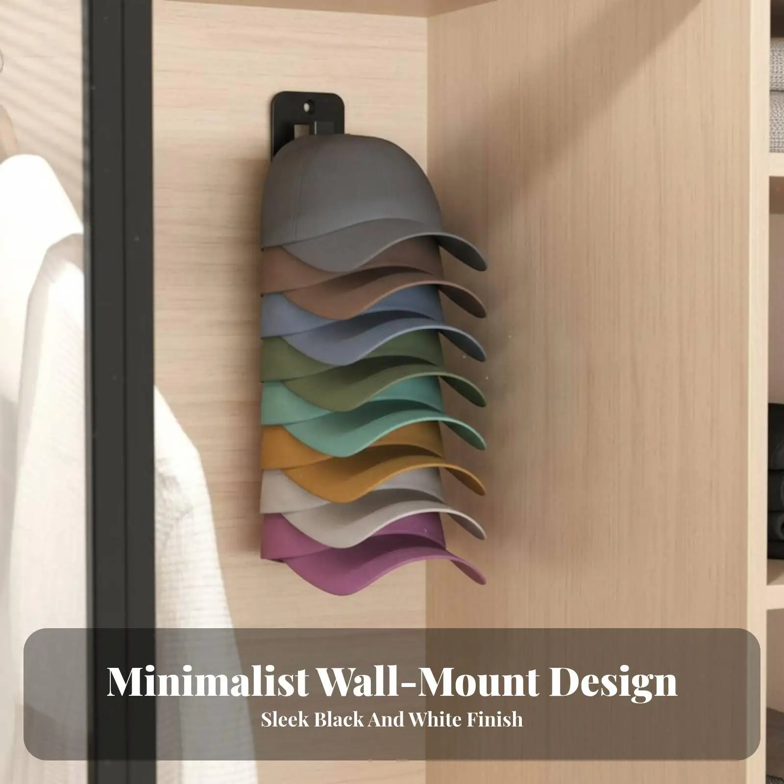 Vertical Baseball Hat Rack for Wall Mounted Cap Storage Plastic Hat Holder for Closet Entryway Bedroom Accessories Organizer