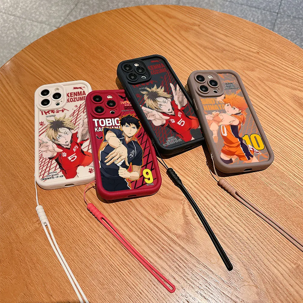Anime Shoyo Hinata Haikyuu Phone Case for IPhone 16 15 14 13 12 11 Pro Max Mini XR XS X 7 8 Plus Soft Back Cover With Hand Strap