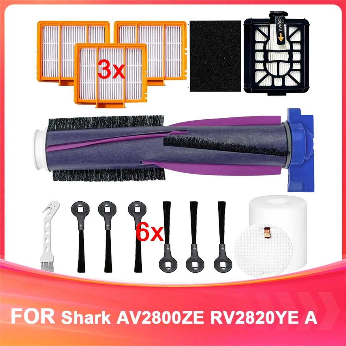 Replacement Accessories for Shark AV2800ZE RV2820YE AV2810YS RV2820ZE Vacuum Cleaner Brush Filters Foam Filter