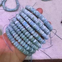 Natural Genuine Dominican Blue Larimar Loose Gemstone Faceted Rondelle Beads bracelet For Wholesale