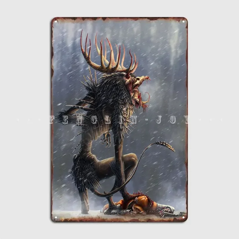 Wendigo لوحة معدنية ملصق نادي حفلة سينما تصميم لويحات تين تسجيل الملصقات