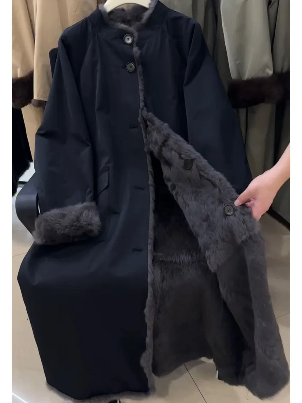 

Повседневное длинное пальто для женщин, простая теплая шуба средней длины, плюшевое универсальное модное новое осенне-зимнее пальто