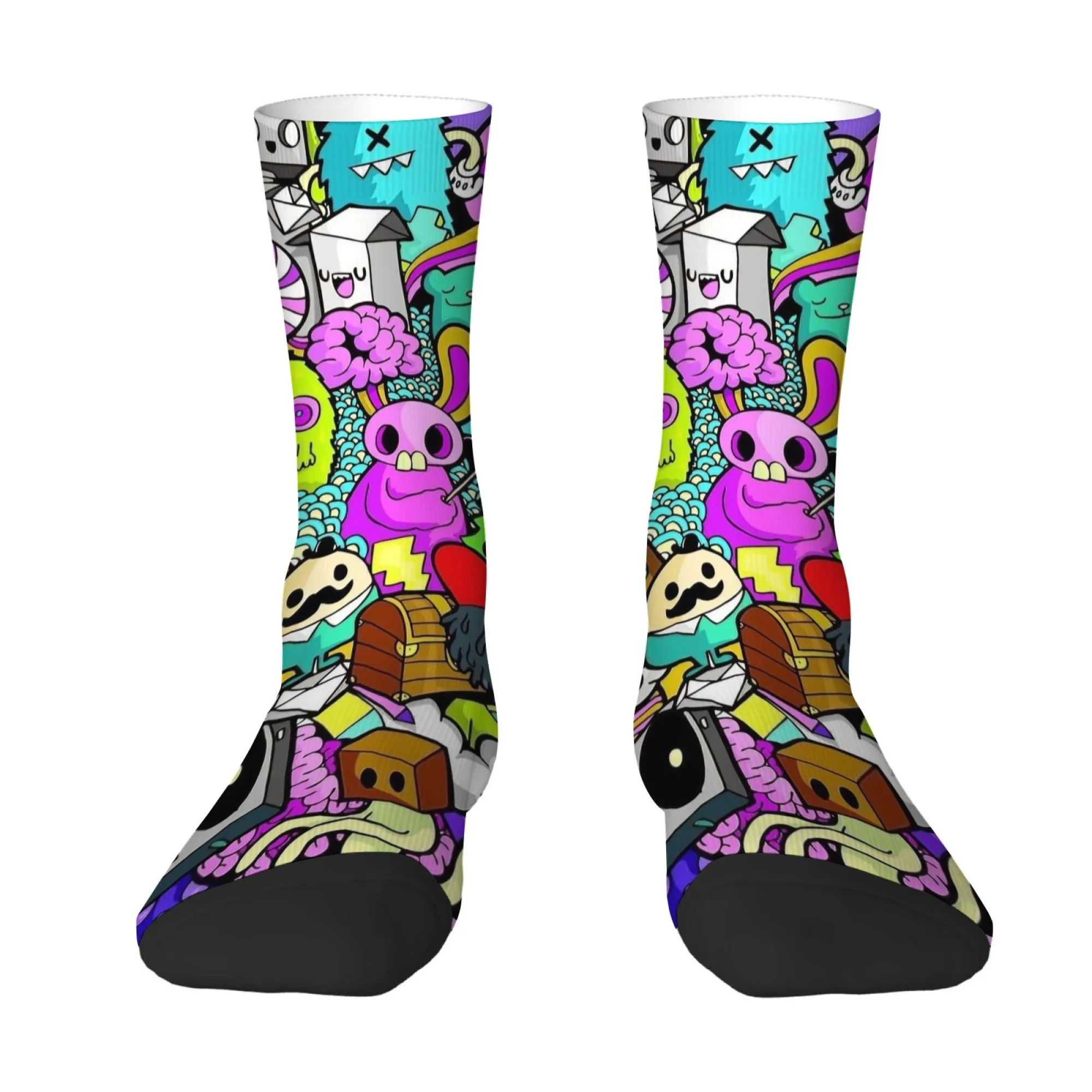 Quirky Cartoon Harajuku Style Men's Socks Comfortable Breathable Skin-friendly Socks Street Novel Fun Retro Style Sports Socks