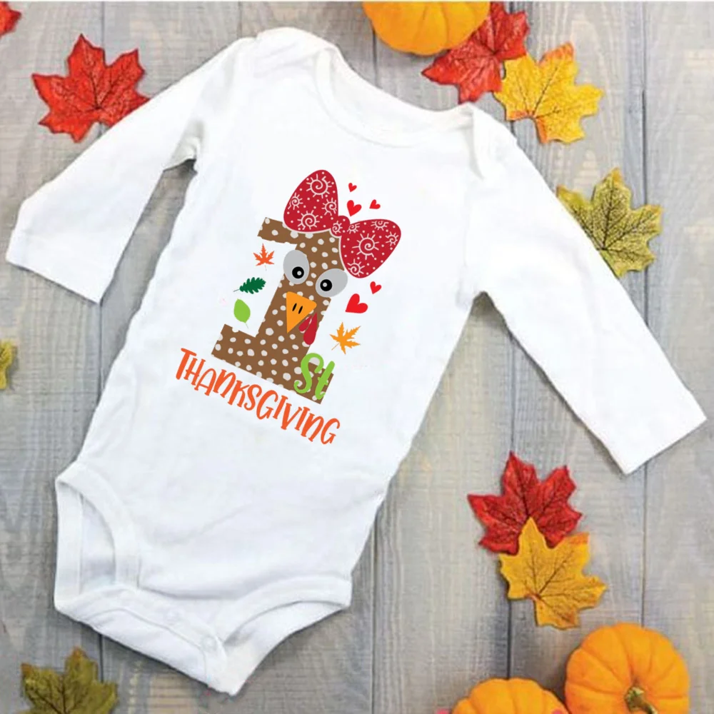 My First Thanksgiving Baby Boys Girls Romper Infant Cute Baby Clothes Toddler Thanksgiving Gift Rompers Fall Baby Jumpsuit