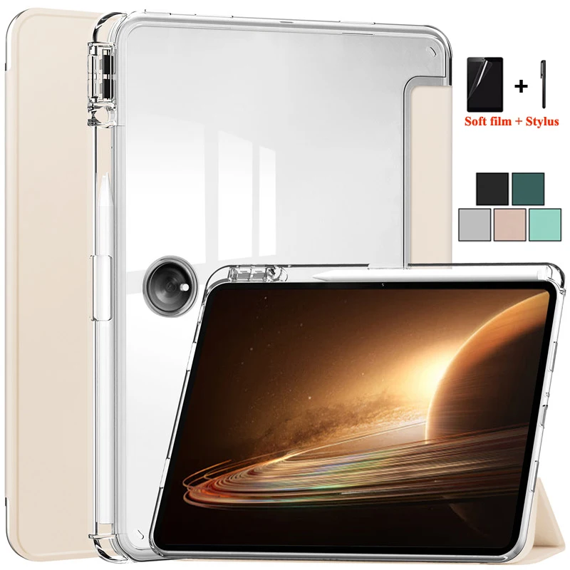 For OnePlus Pad Case with Pen Holder Luxury Transparent Back Magnetic Smart Folio Cover for One Plus Pad Oppo Pad 2 Tablet 2023